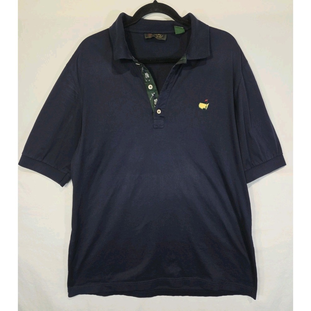 Vintage Bobby Jones Masters Golf Polo Shirt Mens XL Navy Blue Mercerized Cotton‎